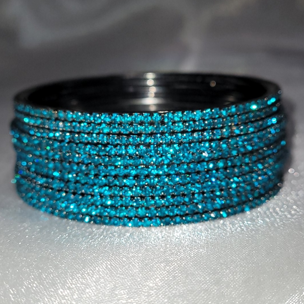 Vintage Cerulean CZ Bangle Set of 3